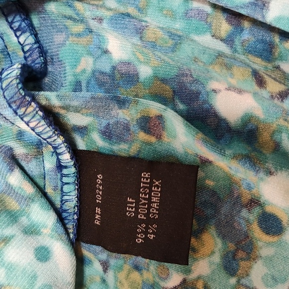 Connected Apparel Dress Size 16 Blue & Green Easter Short Sleeve Midi Sheath - Picture 11 of 12